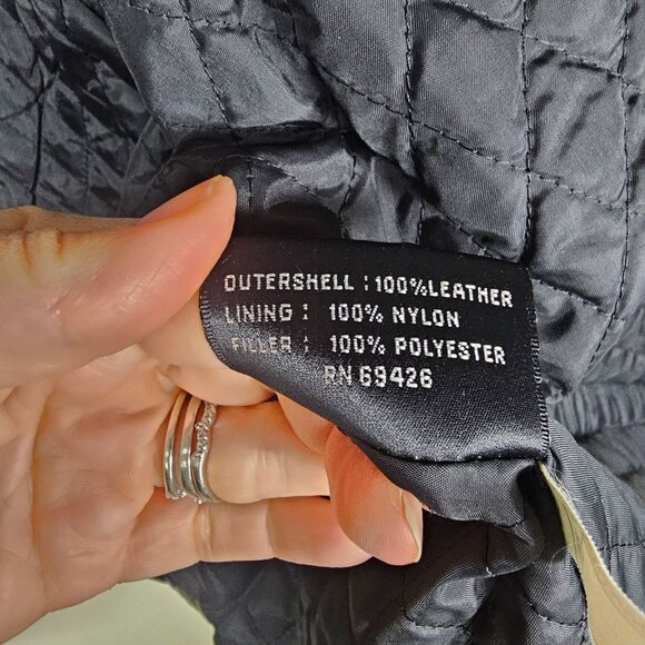 Vintage Wilsons M. Julian Jacket Black Leather Large Tall Diamond Quilted Liner - Picture 6 of 11